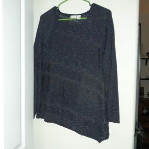 Asymmetrical sweater with diagonal stripes